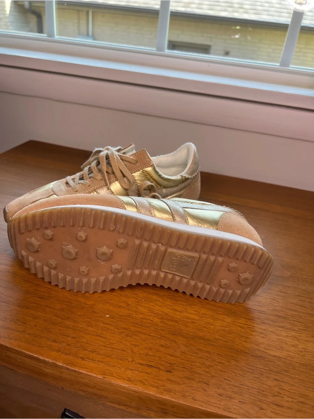 Women's Gola Boston 78 Metallic Gold Suede Sneakers Size 7